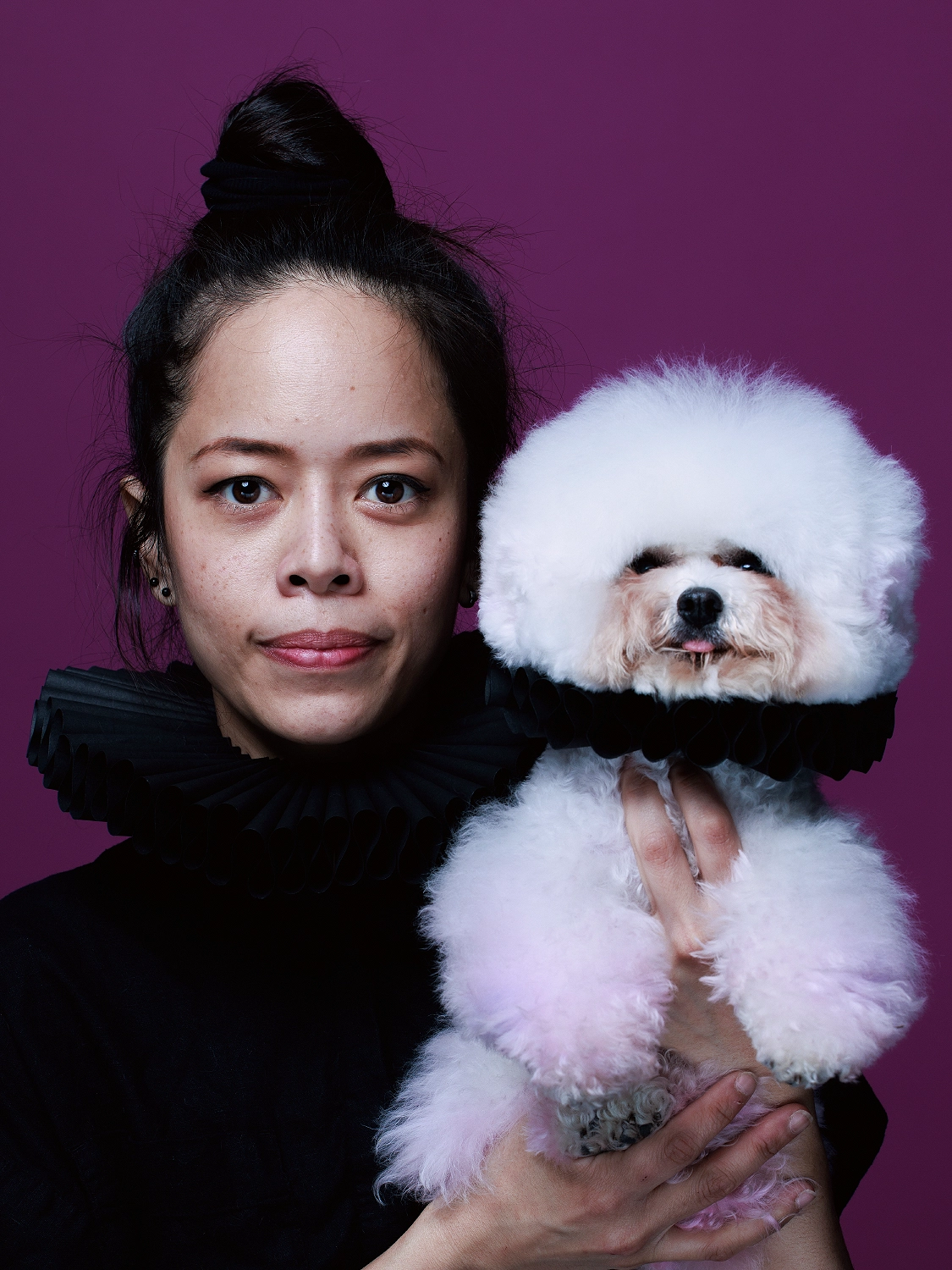 lifestyle portrait of woman with dog